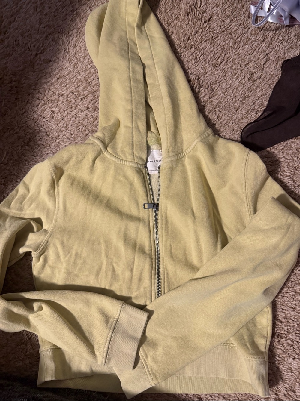 Light Yellow Zip-Up Cropped Hoodie